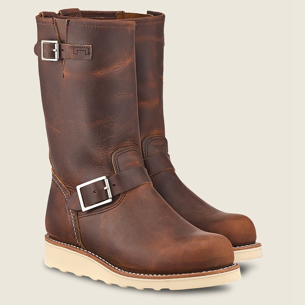 Red Wing Womens Heritage Boots - Classic Engineer - Tall Rough & Tough Leather - Dark Brown - DFJ702